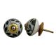 Old Green Floral Ceramic Knob