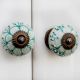 Sea Green Zinnia Flower Ceramic Knob