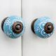 Turquoise Floral Ceramic Knob
