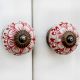 Red Zinnia Flower Ceramic Knob