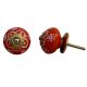 Orange Floral Ceramic Knob