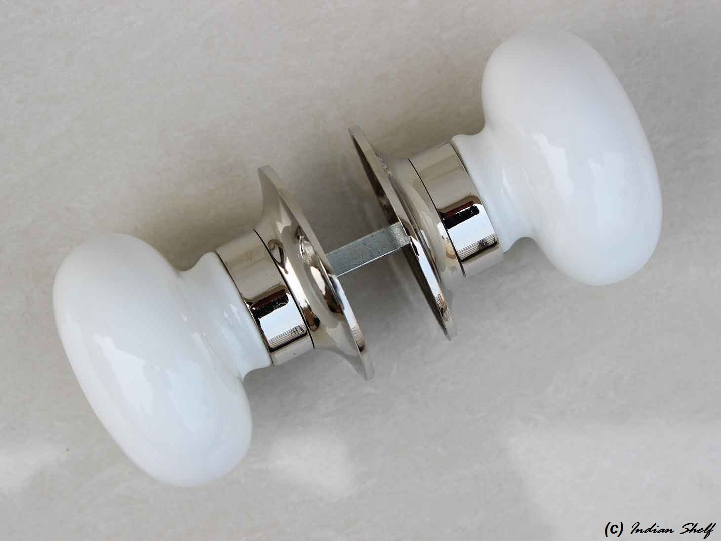 Big White Mortice Door Handles 2.75
